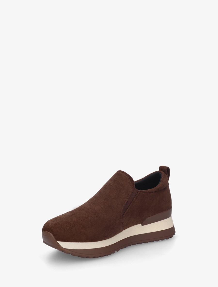 Baskets compensées en suédine - Marron - 3