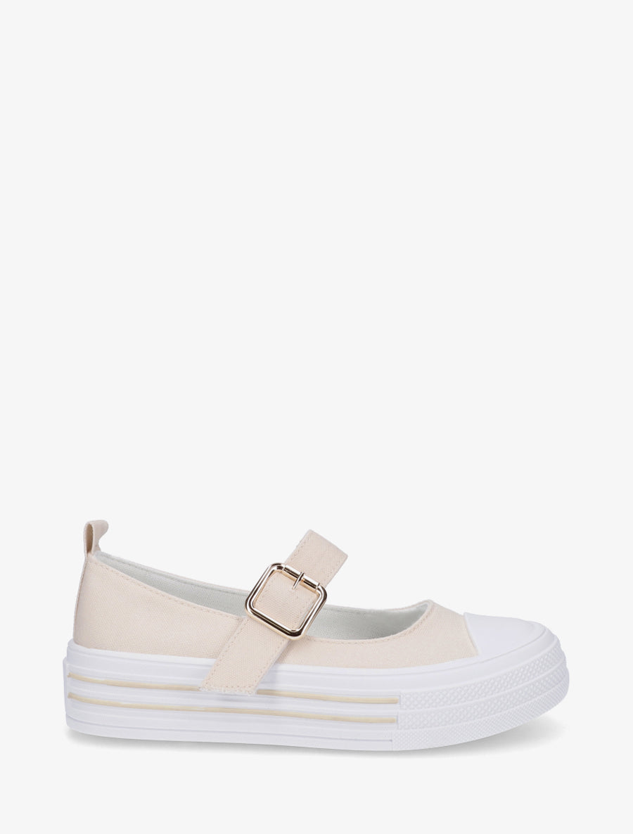 Ballerines style baskets à scratch - Beige - 1