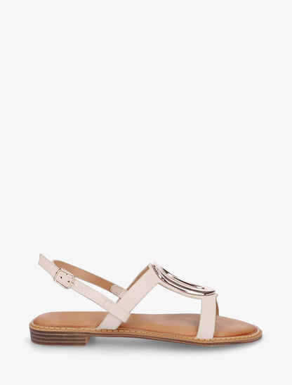 Nu-pieds à bijou métallique doré - Beige - 1