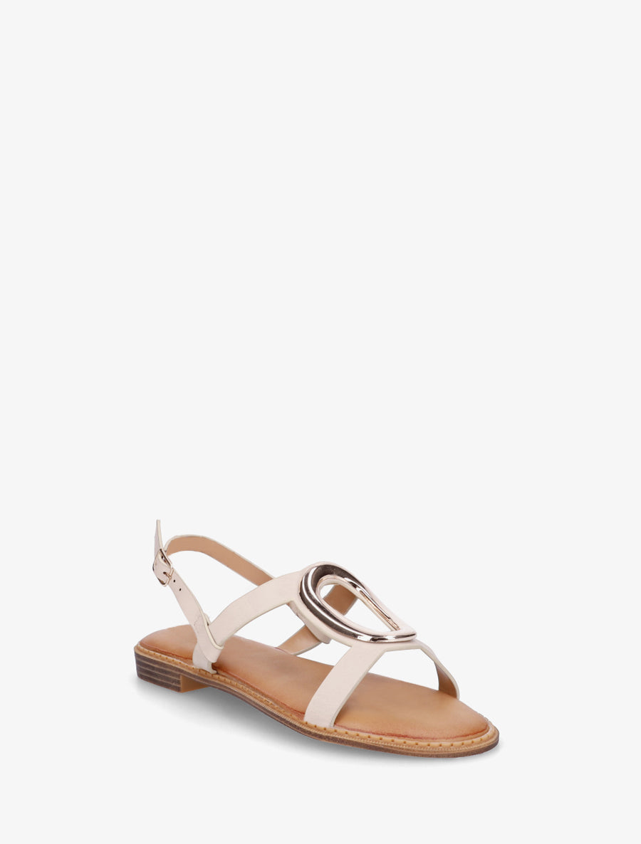 Nu-pieds à bijou métallique doré - Beige - 2