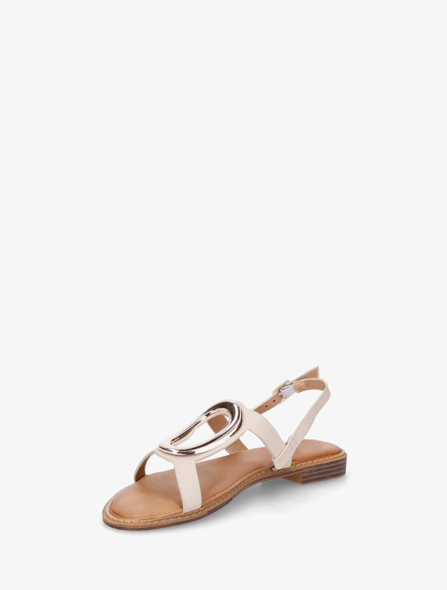 Nu-pieds à bijou métallique doré - Beige - 3