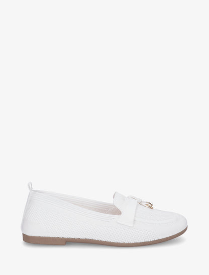 Mocassins en tissu à bijoux - Blanc - 1