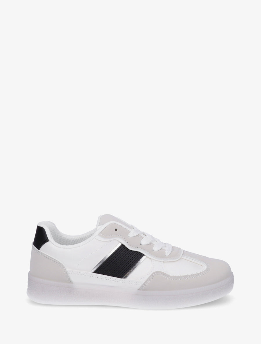 Sneakers à semelle caoutchouc coloré - Blanc - 1