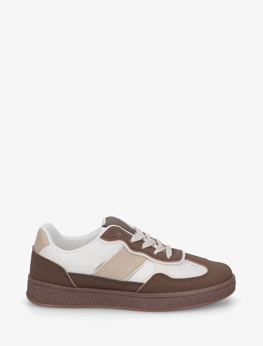 Sneakers à semelle caoutchouc coloré - Marron - 1