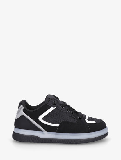 Sneakers plates à imprimé vagues grec - Noir - 1