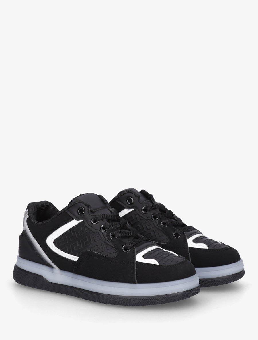 Sneakers plates à imprimé vagues grec - Noir - 4