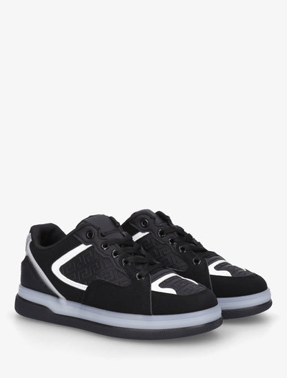 Sneakers plates à imprimé vagues grec - Noir - 4