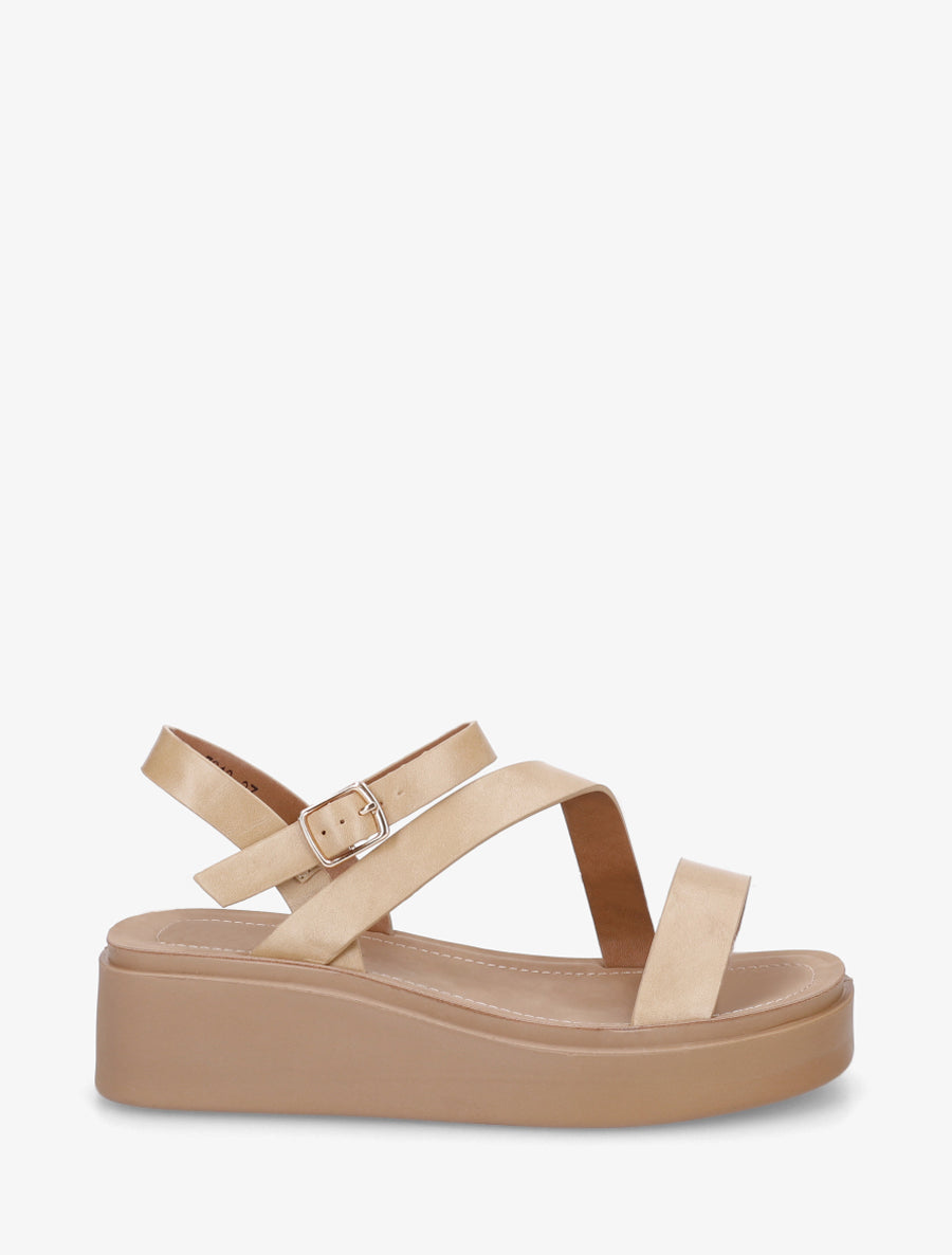 Sandales multi-bride en simili - Beige - 1