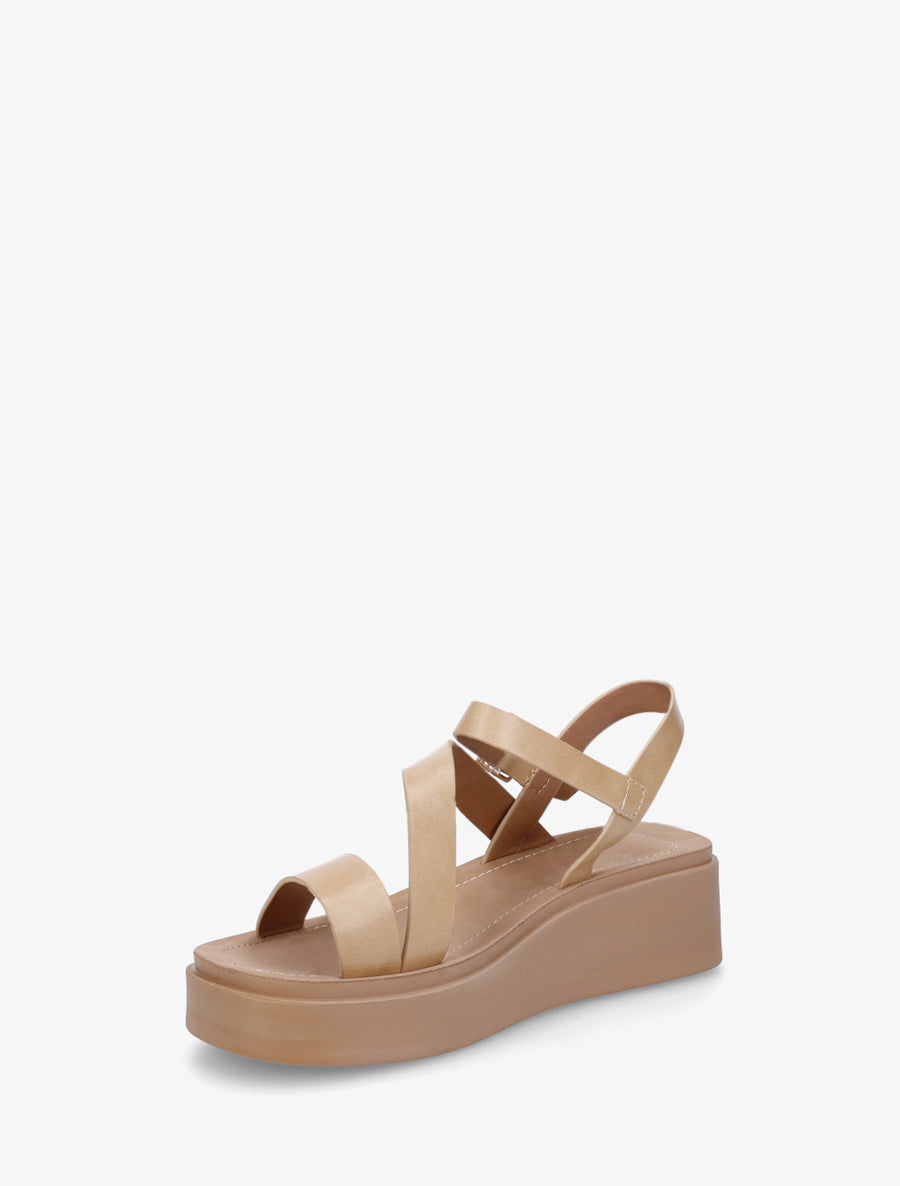 Sandales multi-bride en simili - Beige - 3