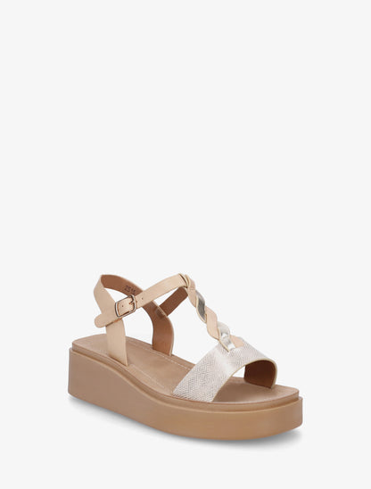 Sandales compenées à brides croisées - Beige - 2