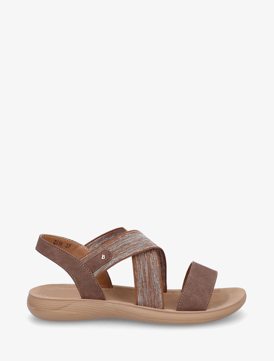 Nu-pieds à brides croisées élastiquées - Marron - 1