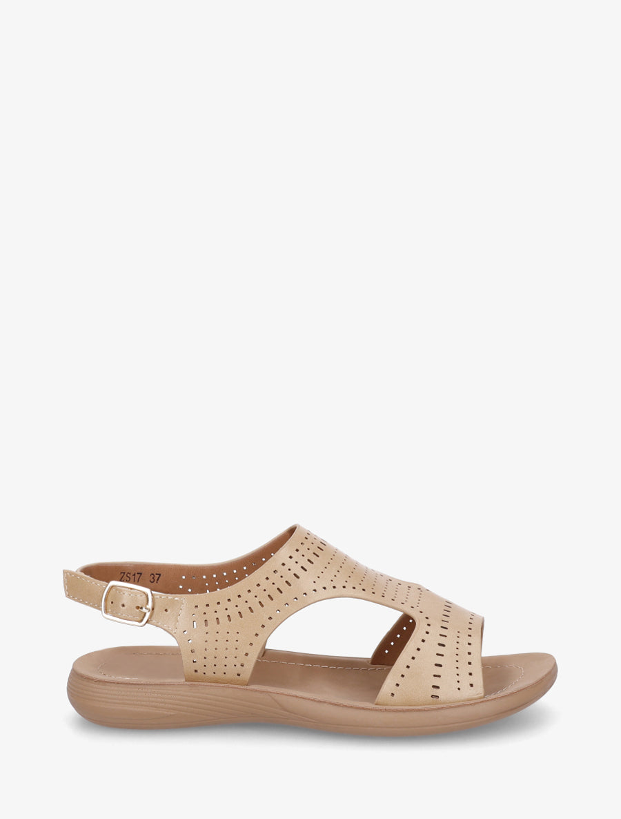 Nu-pieds ajourés à scratch - Beige - 1
