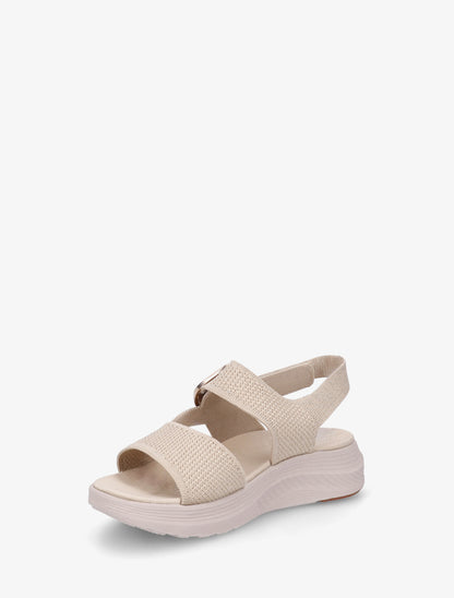 Sandales en tissu irisé à boucle et scratch - Beige - 3