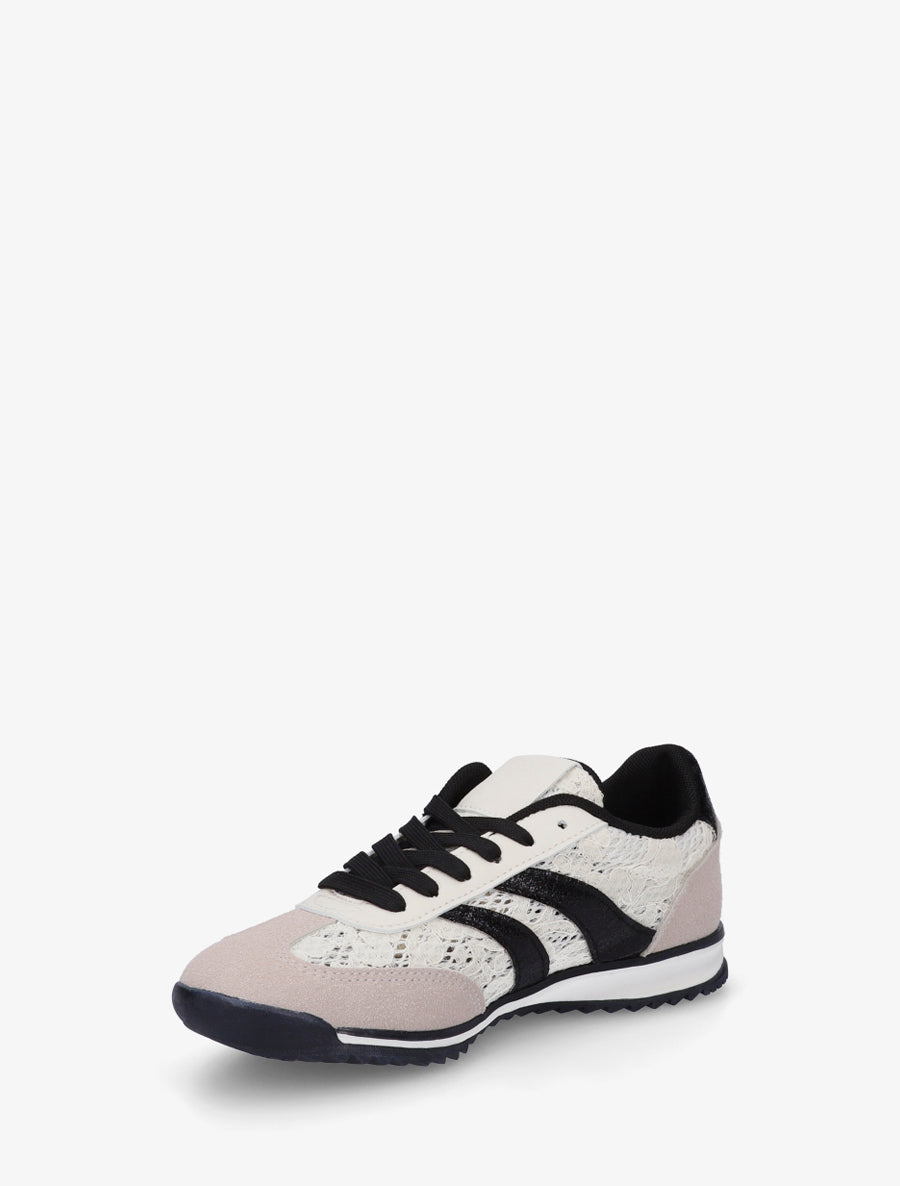 Baskets en dentelle à bandes contrastantes - Noir - 3