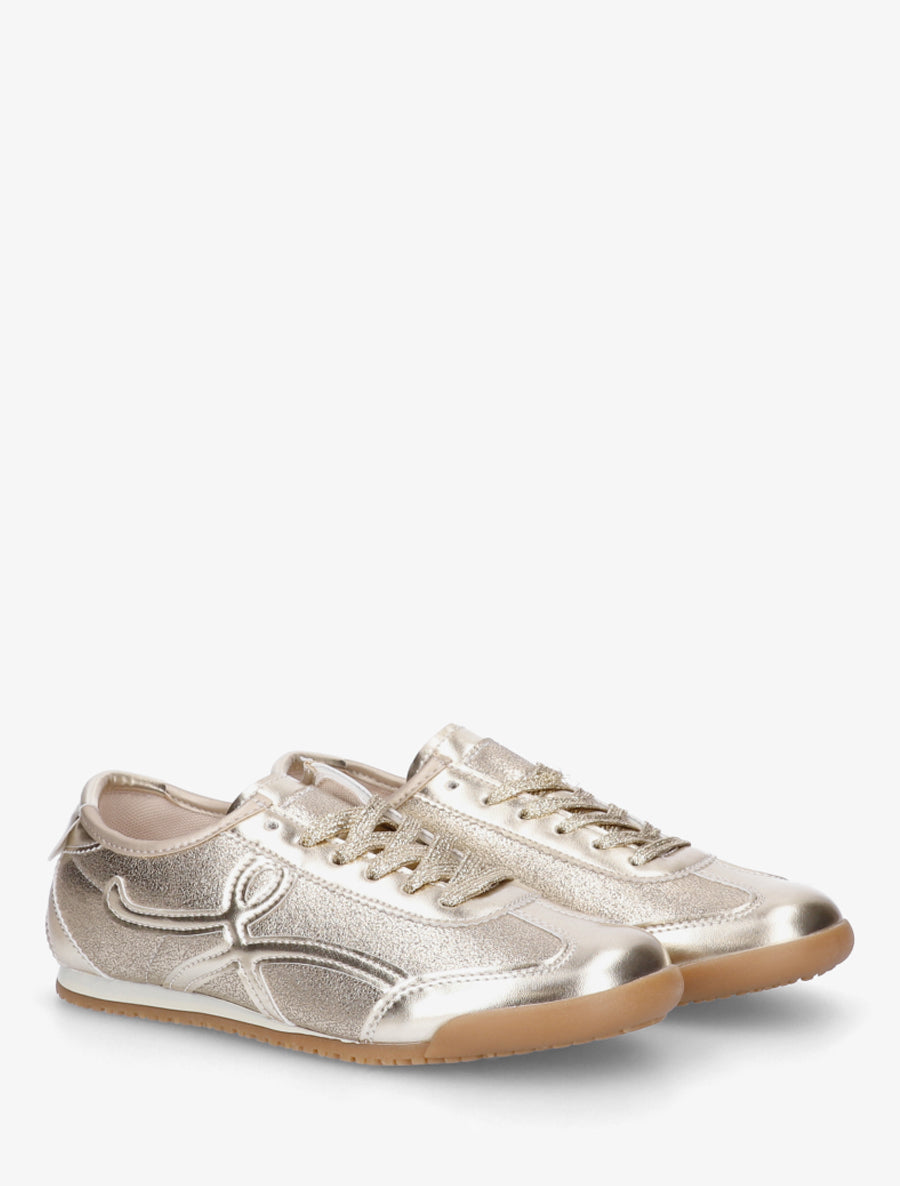 Baskets en simili à empiècement graphique - Or - 4