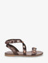 Nu-pieds strassés à semelle plate cloutée - Marron - 1