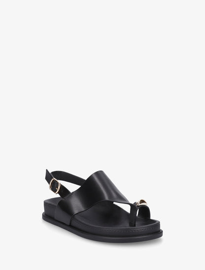 Nu-pieds en simili à empiècement métal - Noir - 2
