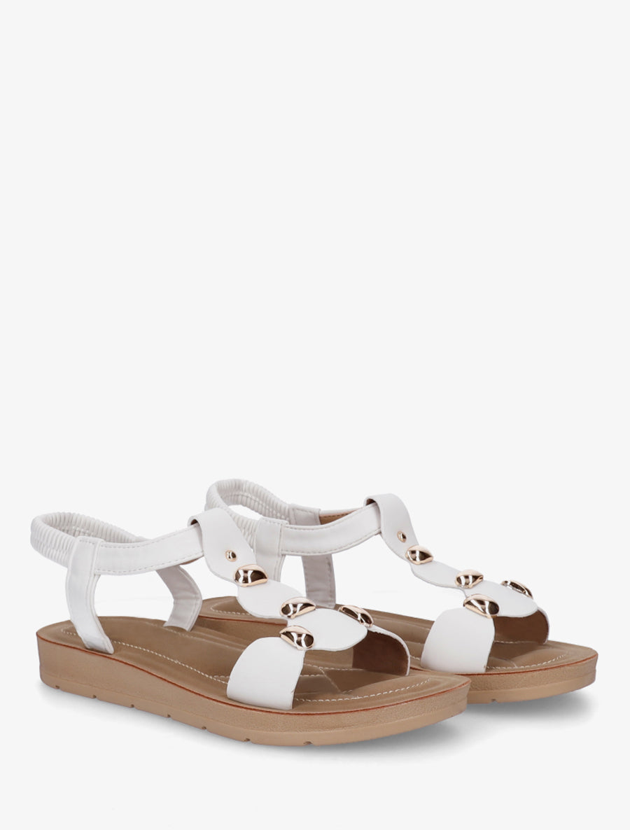 Nu-pieds en simili à tour de cheville élastiquée - Blanc - 4