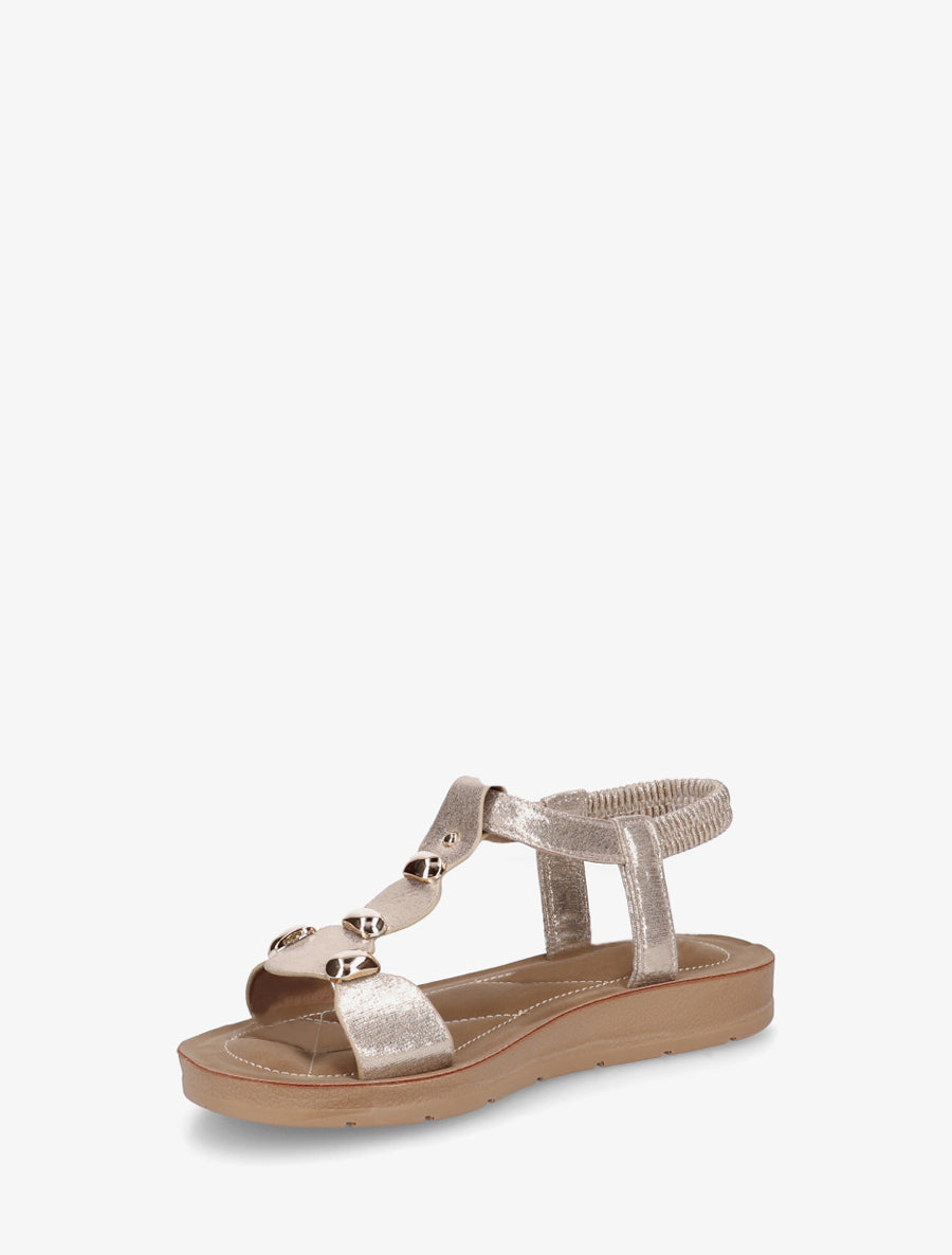 Nu-pieds en simili à tour de cheville élastiquée - Or - 3