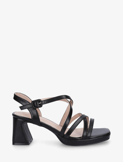 Sandales en simili à talon haut - Noir - 1