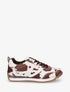 Sneakers à imprimé vache et détails contrastants - Marron - 1