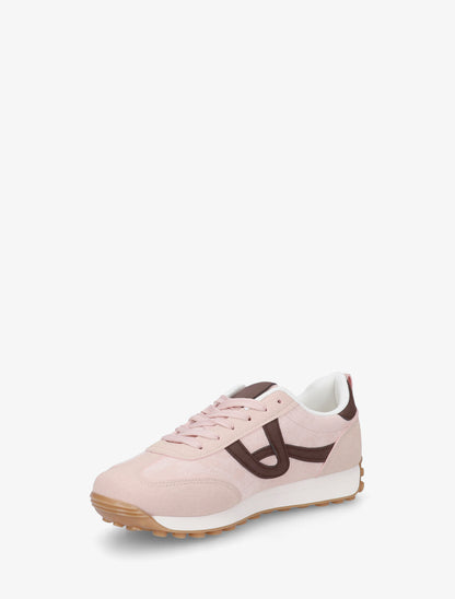 Sneakers en suédine à détails contrastants - Rose - 3