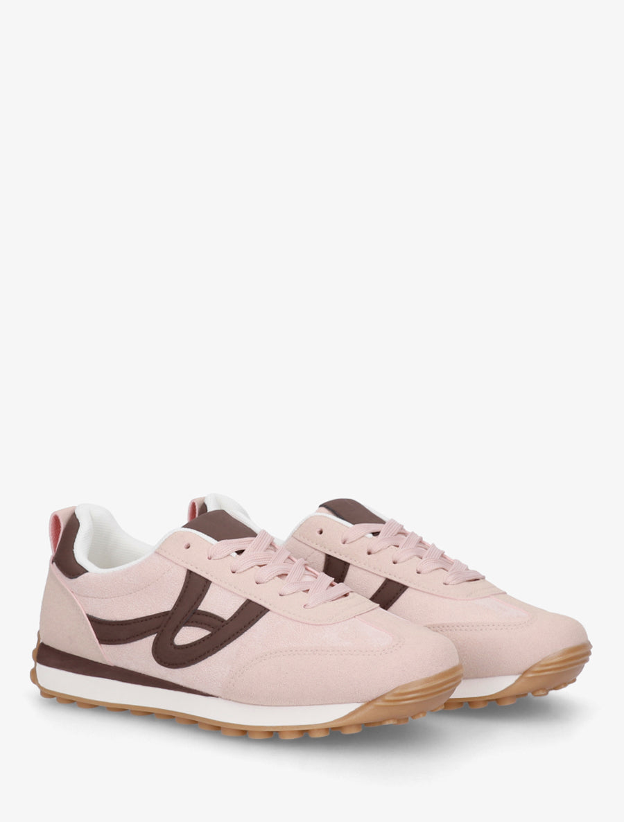 Sneakers en suédine à détails contrastants - Rose - 4