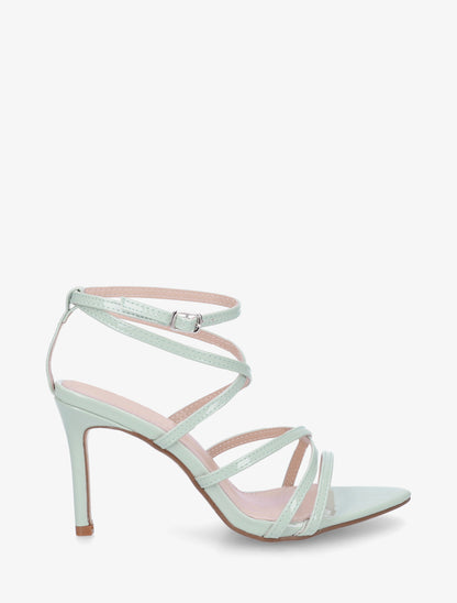 Sandales multibrides à talon aiguille - Vert amande - 1