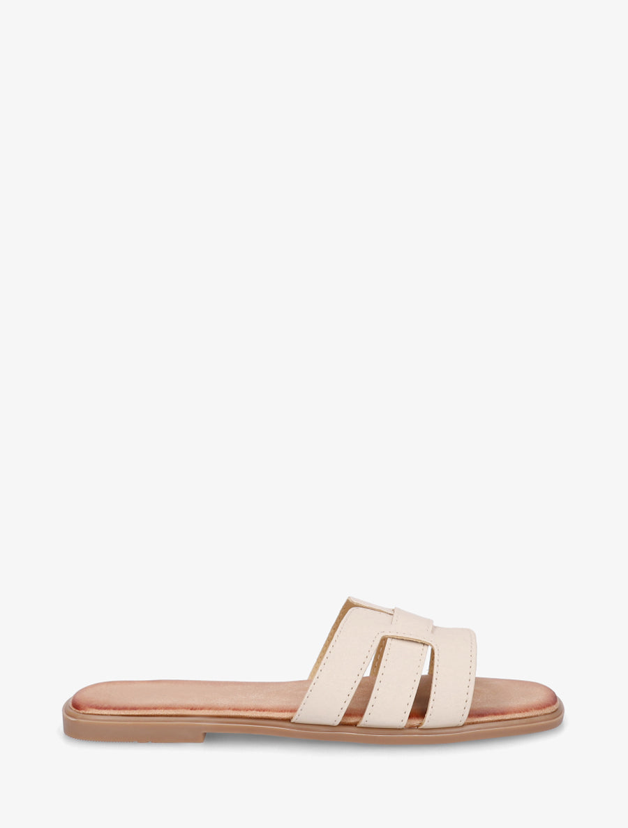 Mules plates à bride effet tressé - Beige - 1