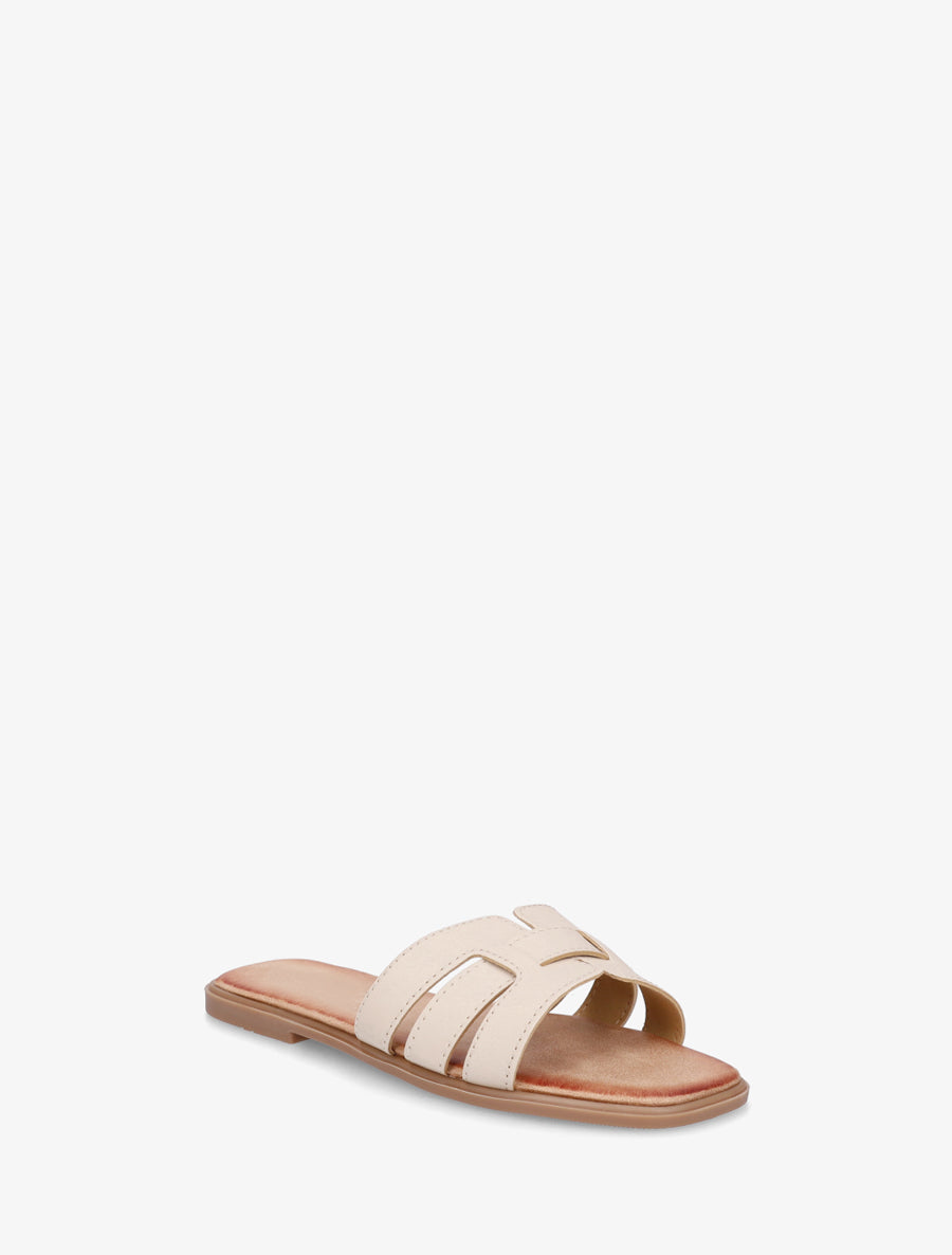 Mules plates à bride effet tressé - Beige - 2
