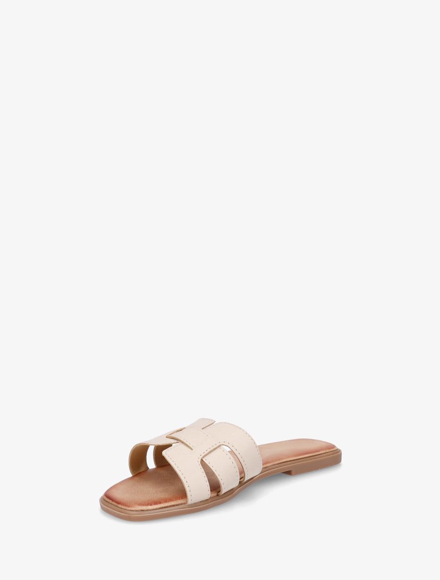 Mules plates à bride effet tressé - Beige - 3