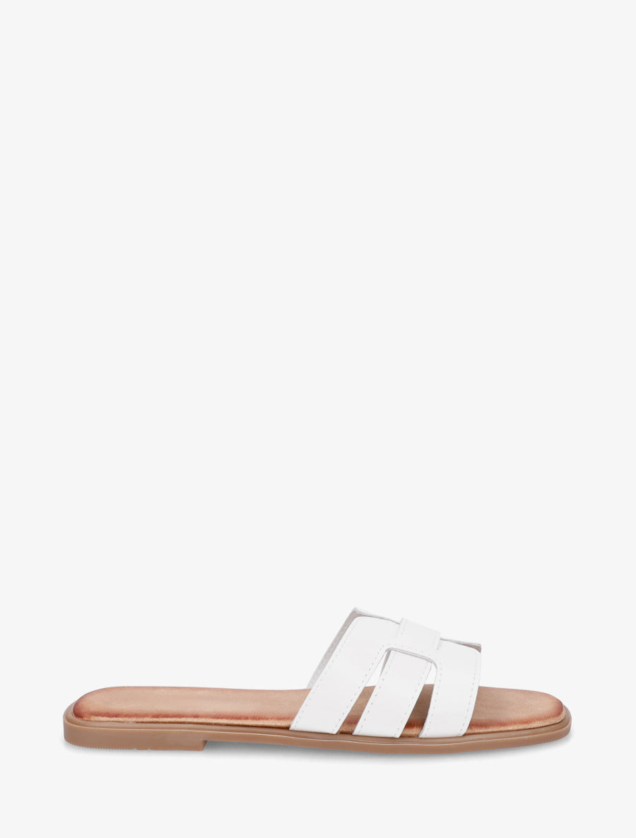 Mules plates à bride effet tressé - Blanc - 1