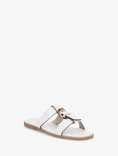 Nu-pieds en simili à boucle décorative - Blanc - 2