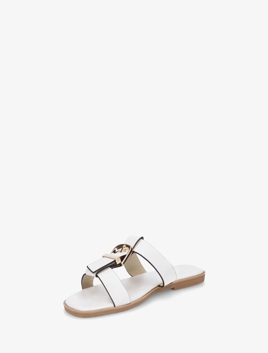 Nu-pieds en simili à boucle décorative - Blanc - 3