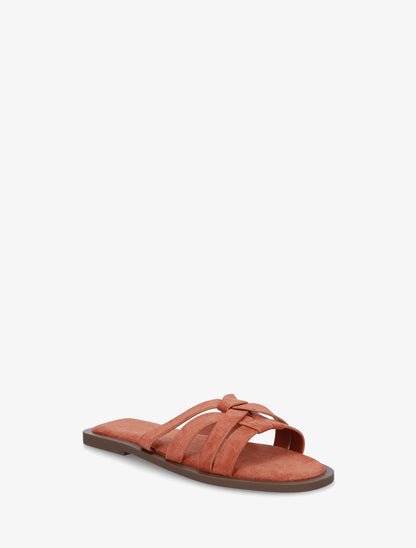 Mules plates entrelacées en suédine - Orange - 2