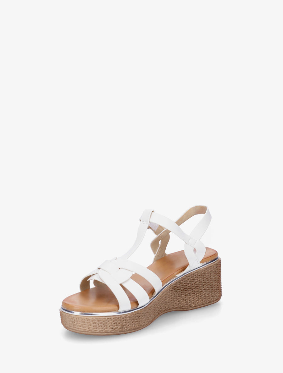 Sandales compensées style salomé - Blanc - 3