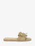 Mules en suédine à frange et noeud - Kaki clair - 1