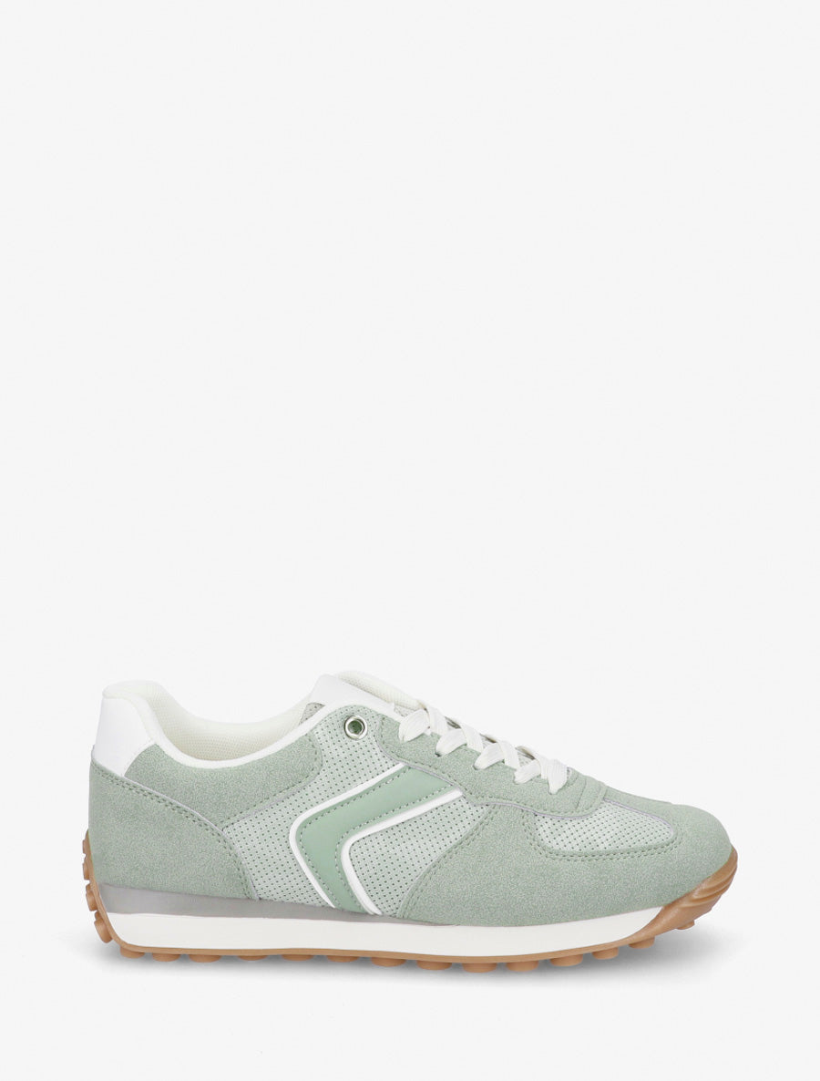 Klassische Turnschuhe aus Wildleder und Stoff - Mandelgrün