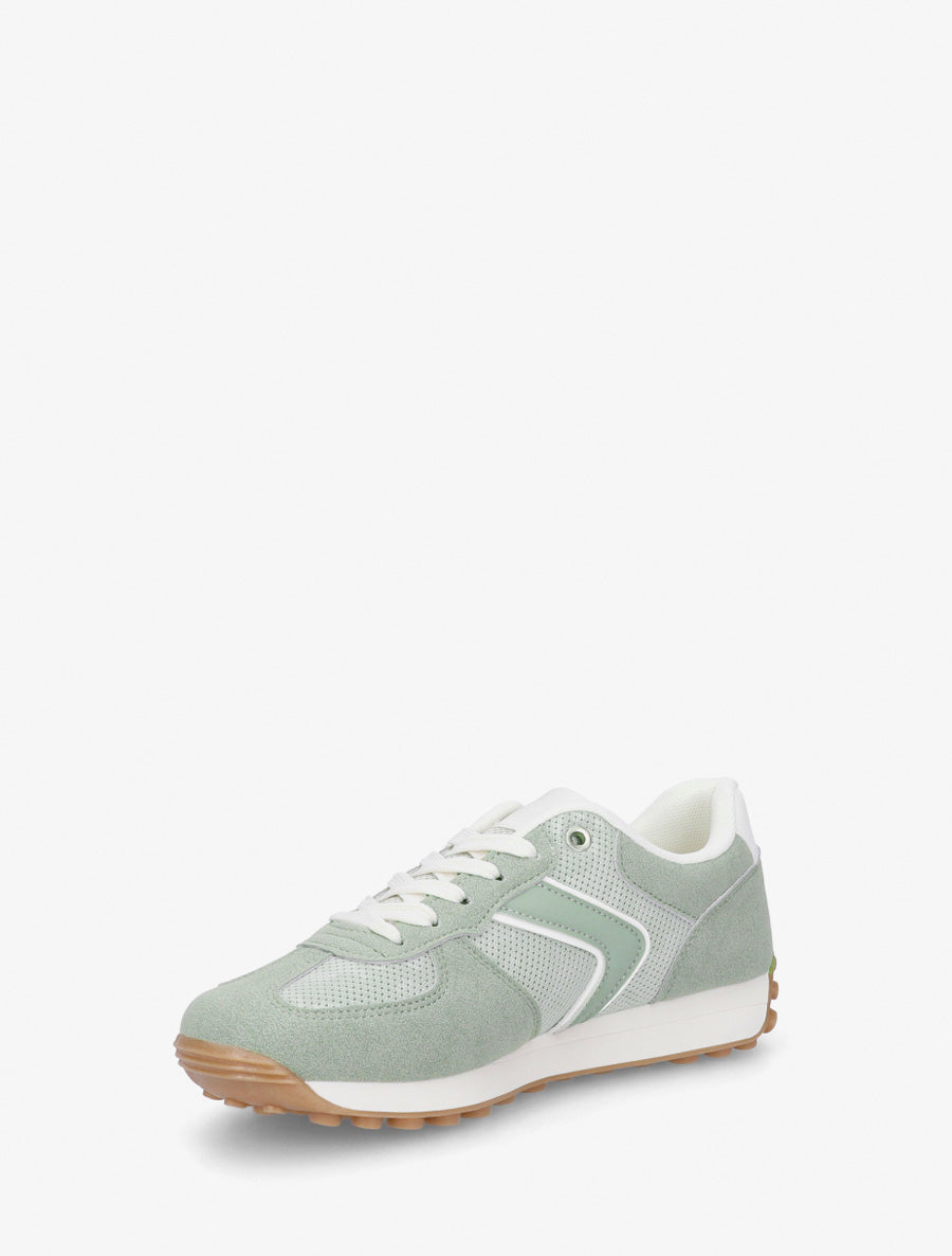 Klassische Turnschuhe aus Wildleder und Stoff - Mandelgrün