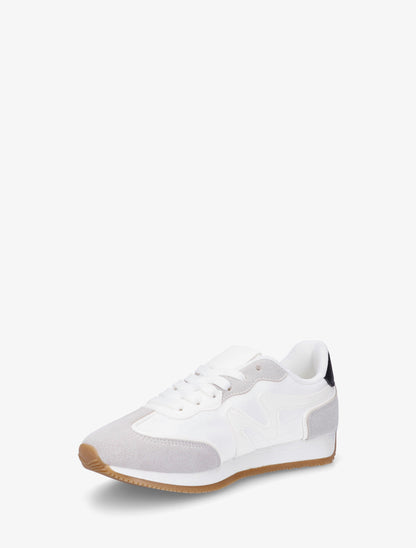 Sneakers à empiècement nubuck - Blanc - 3