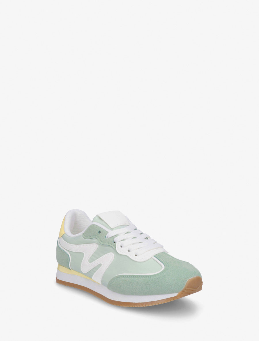 Sneakers mit Nubuk-Einsatz - Wassergrün