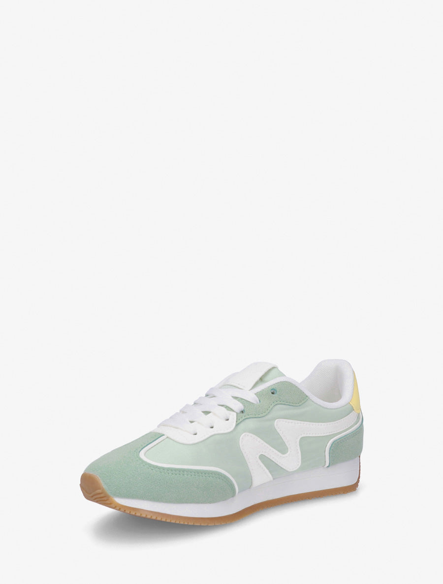 Sneakers mit Nubuk-Einsatz - Wassergrün