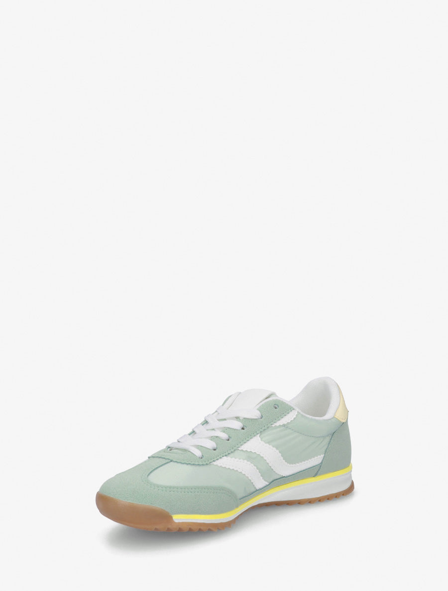 Klassische Turnschuhe mit gezackten Streifen - Mandelgrün