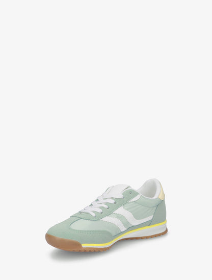 Klassische Turnschuhe mit gezackten Streifen - Mandelgrün