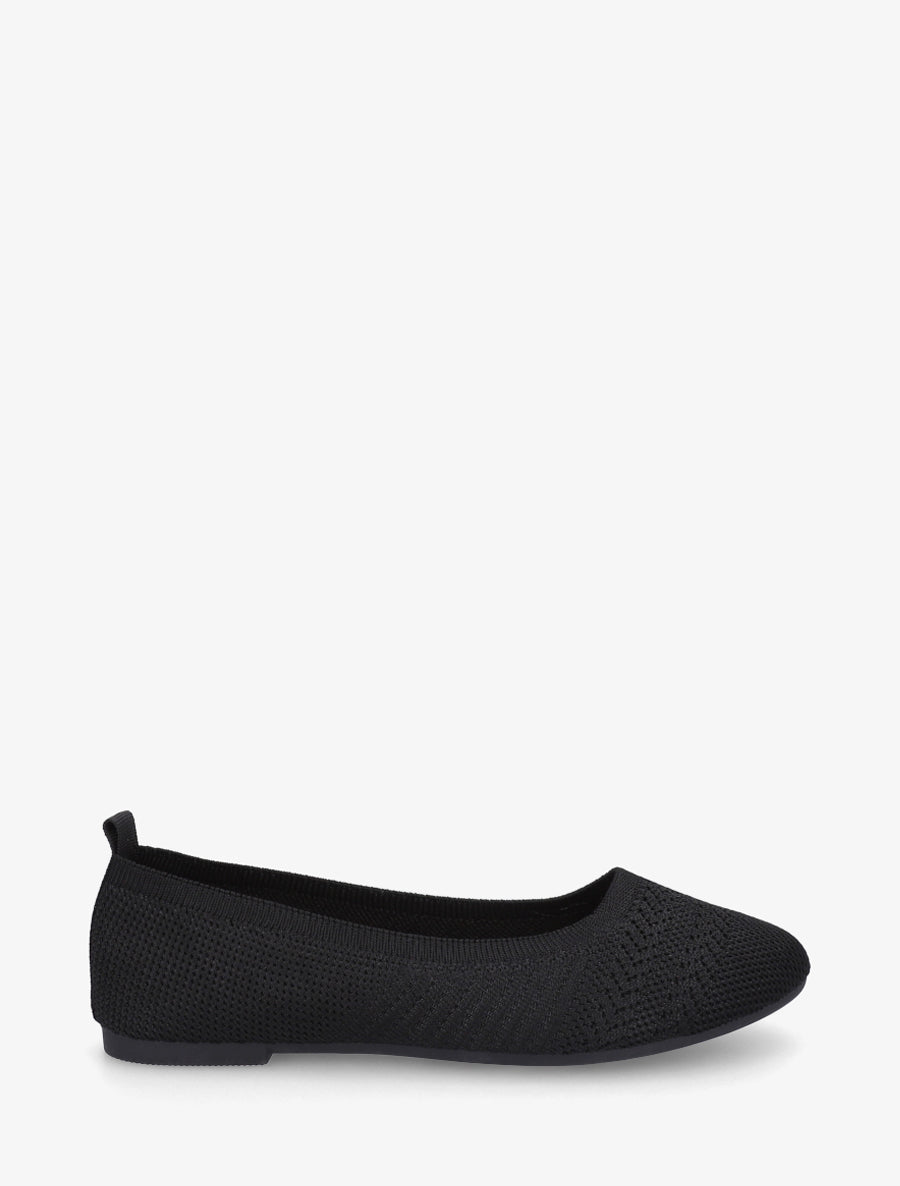 Ballerines basiques en tissu - Noir - 1