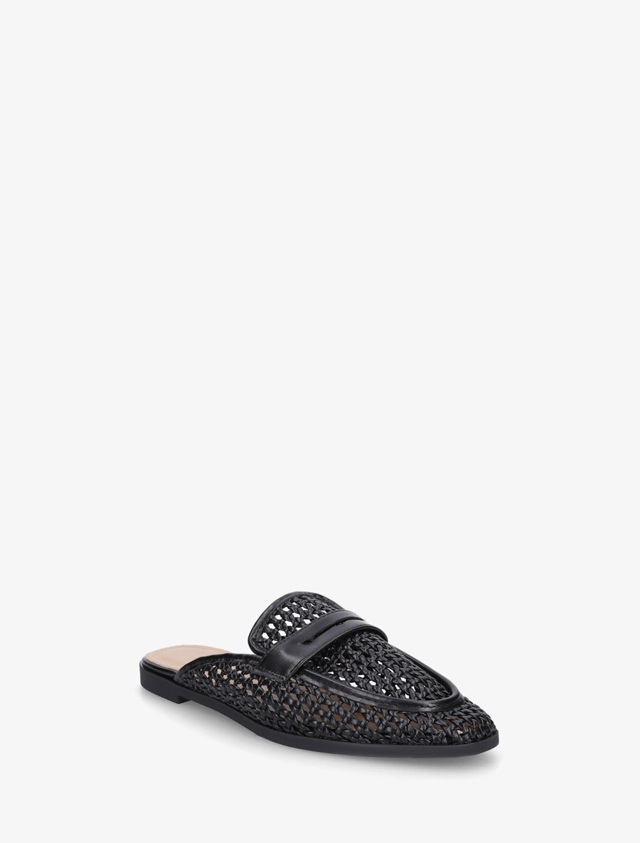 Mules style mocassin effet tressé - Noir - 2