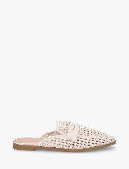 Mules style mocassin effet tressé - Beige - 1