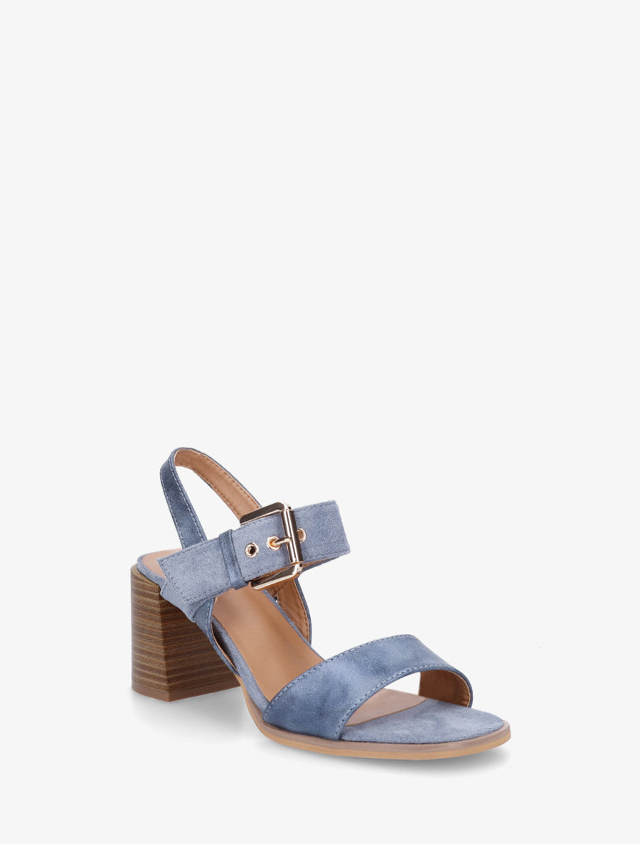 Sandales bimatière à talon - Bleu - 2