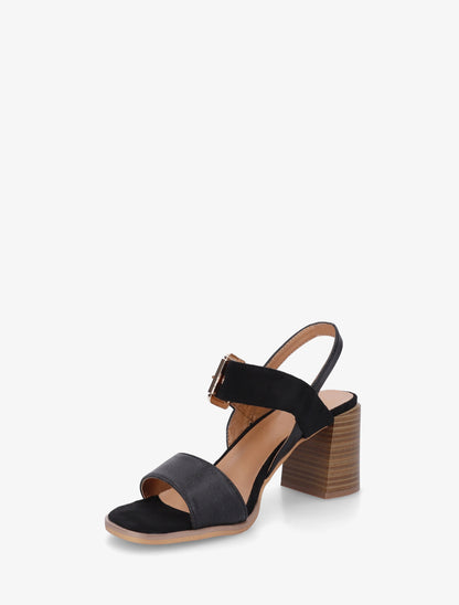 Sandales bimatière à talon - Noir - 3