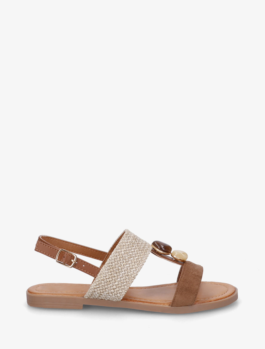 Nu-pieds à brides dépareillés - Camel - 1